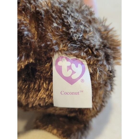 TY BEANIE BOOS 2012 Coconut the Monkey Purple Eyes Soft Plush Stuffed Animal 6" - Picture 7 of 7